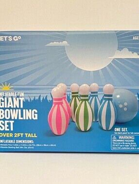 Giant Inflatable Bowling Set - Pink, Green, Blue